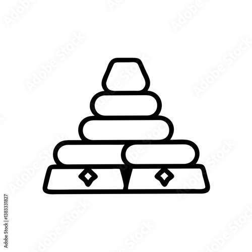 Gold Bar Stack Icon Design in Simple Line Art  