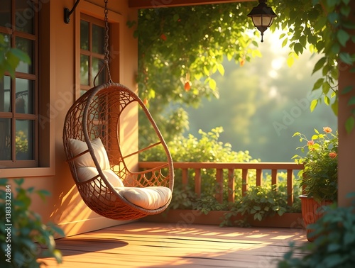 hanging chair outside the house