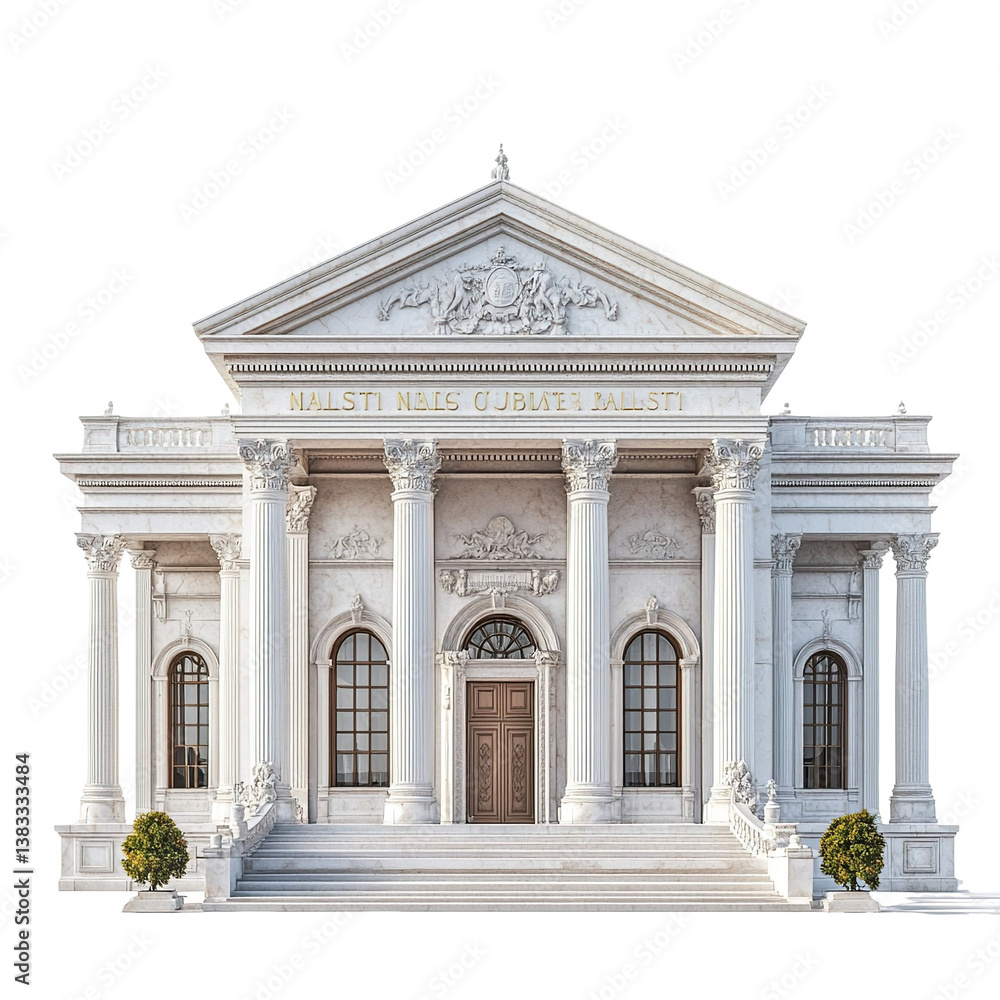 Obraz premium 3D front view illustration of the National Museum of Brazil monument isolated on a white transparent background