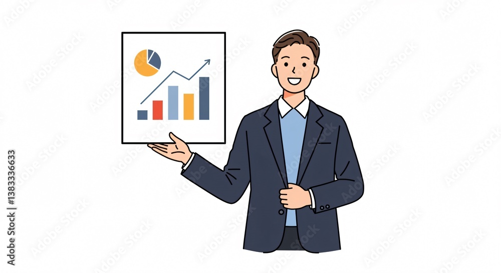 Successful Businessman Presenting Growth Chart Successful Businessman Presenting Growth Chart