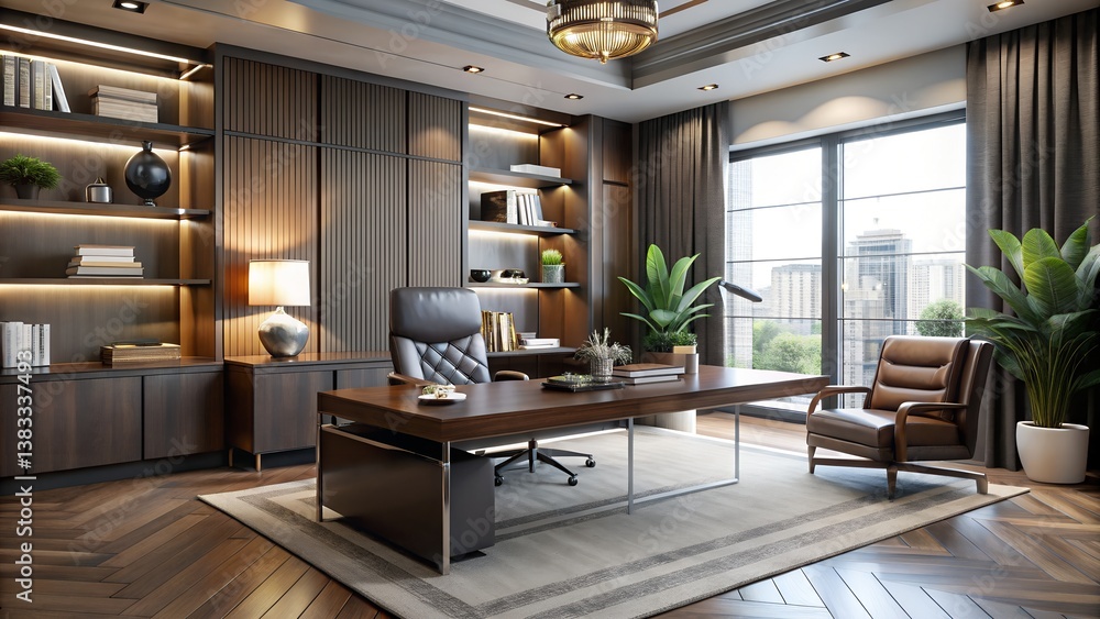 modern office room with fireplace modern office room with fireplace