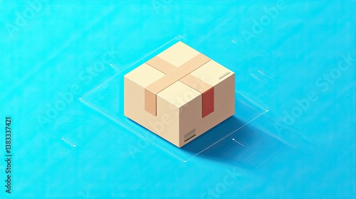 An illustration of a package on a blue background, representing business data analysis and strategic research.