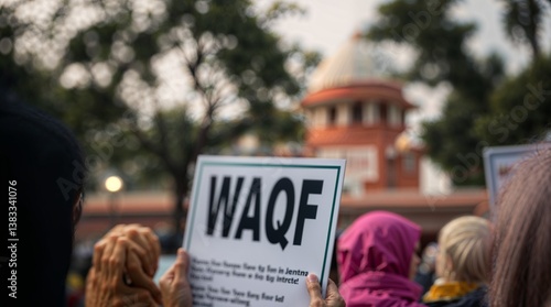 Few Indians protesting against Waqf amendment bill in front of Supreme court of India.