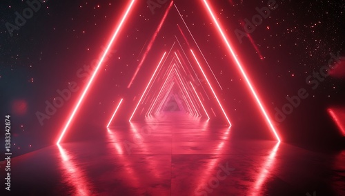 A glamorous stage with red curtains and a spotlight, ready for a grand performance, featuring sparkling effects for a festive atmosphere.