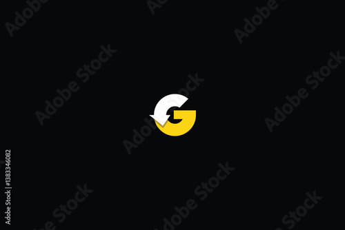 Letter G with Arrow Logo with black background. 