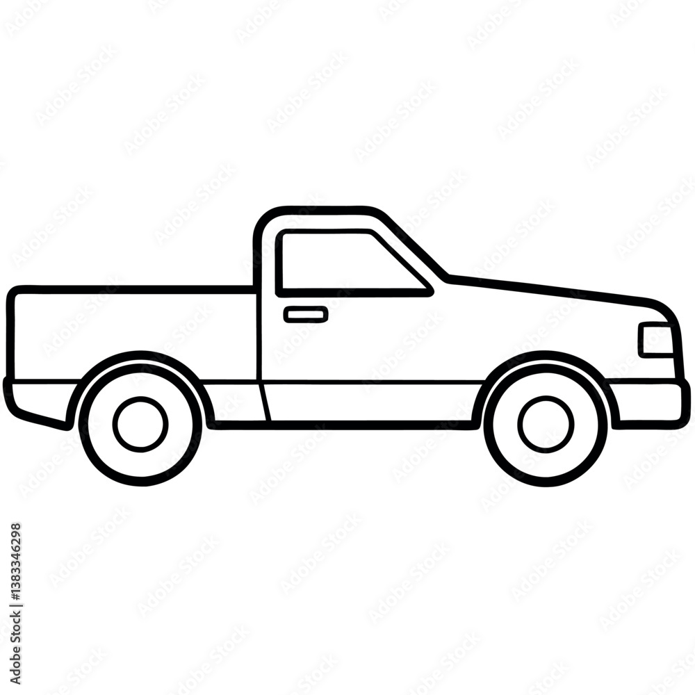 Pickup Truck Line Art Icon Sleek & Minimalist for Branding & Graphics Pickup Truck Line Art Icon Sleek & Minimalist for Branding & Graphics