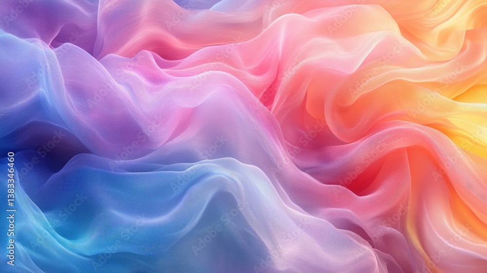 Colorful abstract fabric in soft waves creating a dreamy landscape of hues Colorful abstract fabric in soft waves creating a dreamy landscape of hues
