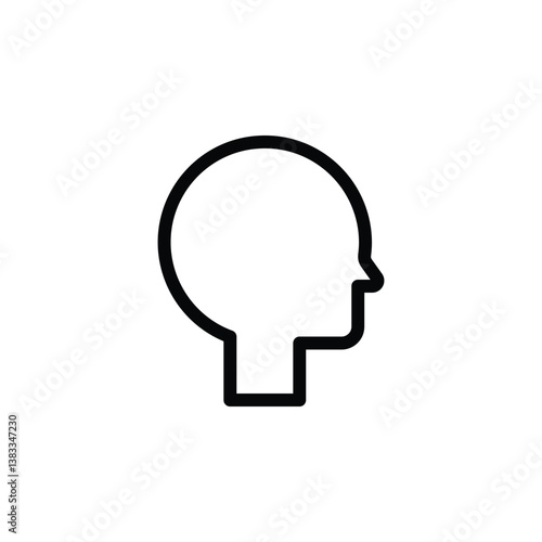 The ideal head icon features a simple, well-defined silhouette or outline of a human head. It should be easily recognizable, balanced, and often used in profiles, user interfaces, or AI representation