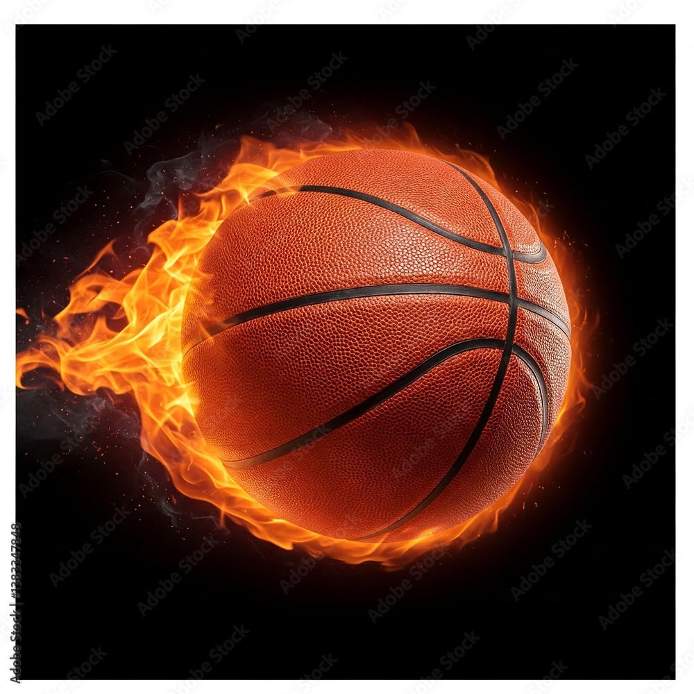 Fototapeta premium Ballon de basket en flamme