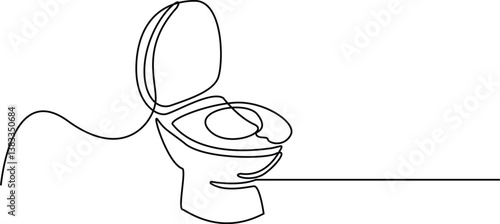 Continuous one line toilet icon, Vector toilet black color, design concept, Illustration.