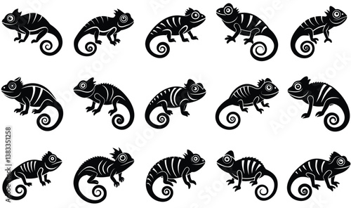 chameleon vector sihouette collection