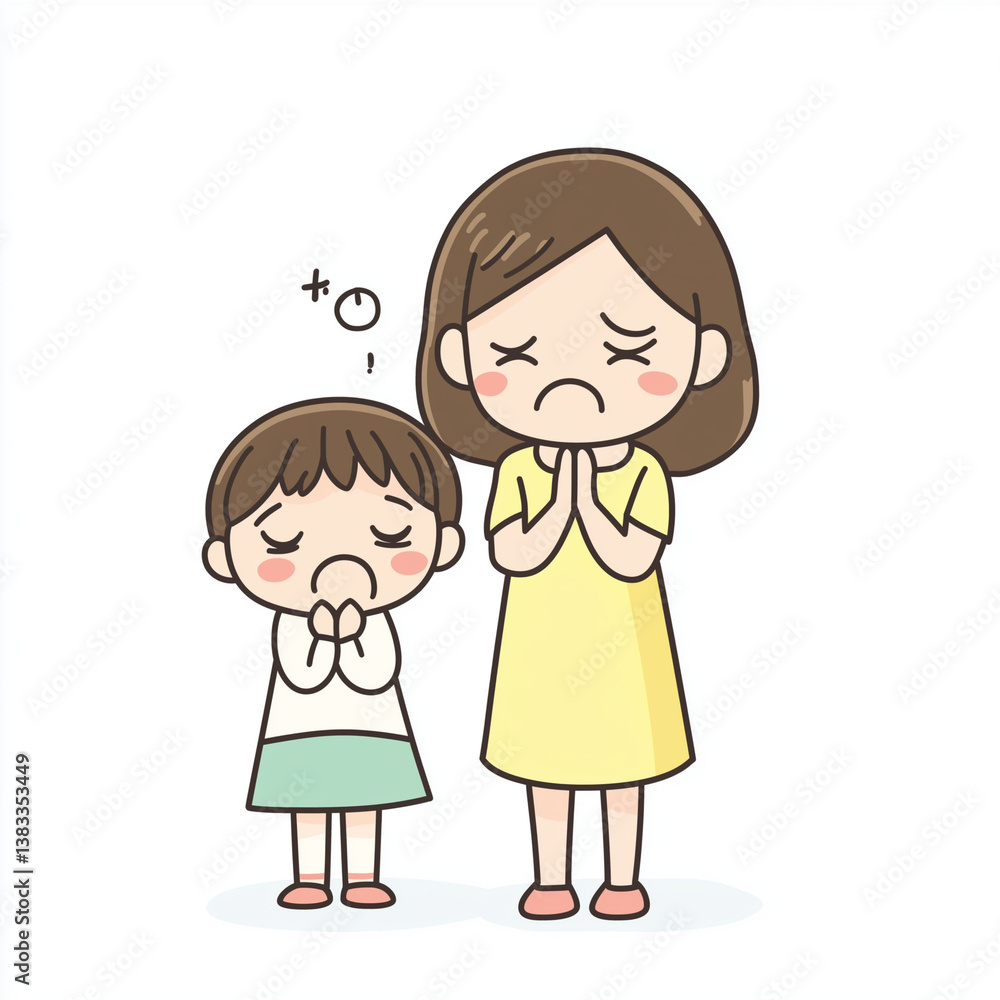illustration mother and daughter on white background illustration mother and daughter on white background
