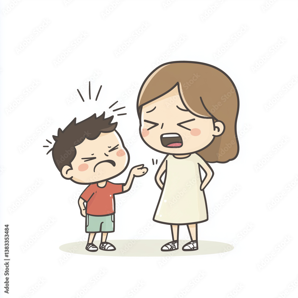 illustration mother and son on white background illustration mother and son on white background