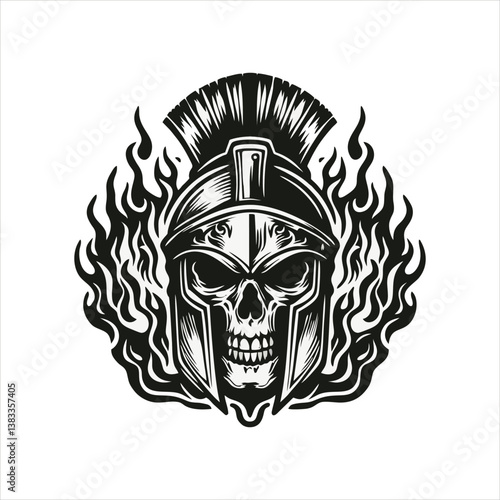 Vector Illustration of Spartan Skull Head 
