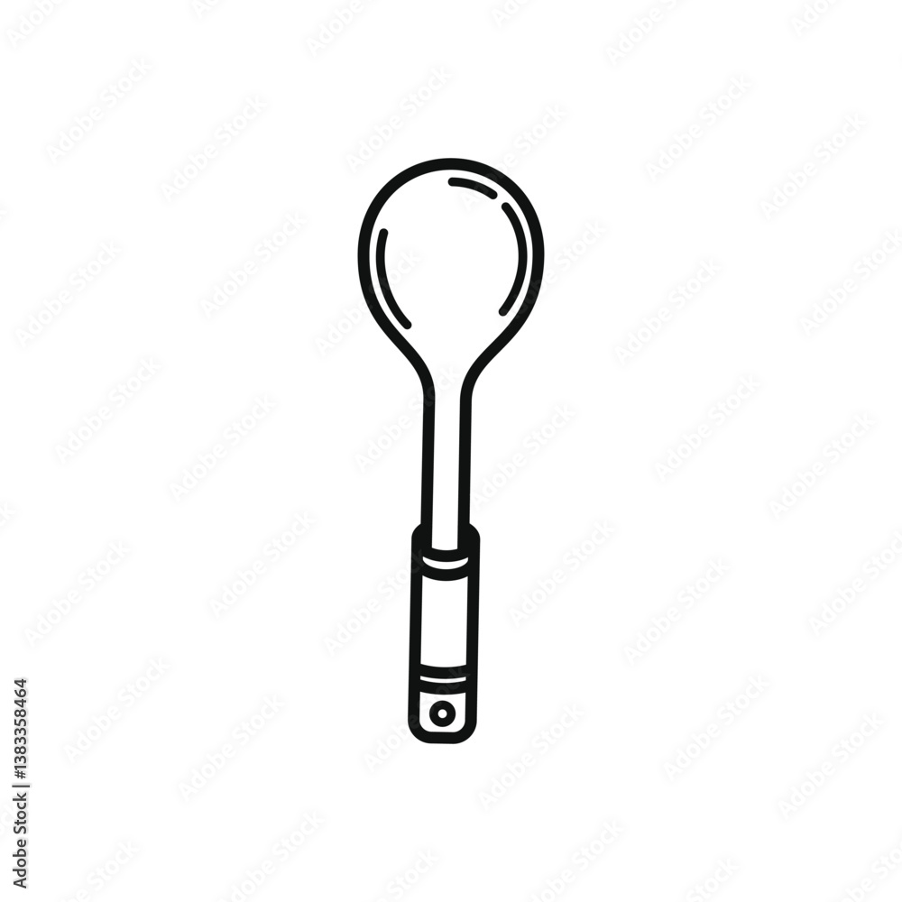 Simple Soup Spoon Sketch: Kitchen Utensil Line Art Simple Soup Spoon Sketch: Kitchen Utensil Line Art