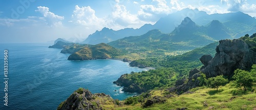 Obraz na płótnie Rocky coastal landscape, South China Sea, Vinh hy, Province of Ninh Thuan, Vietnam, Asia w salonie