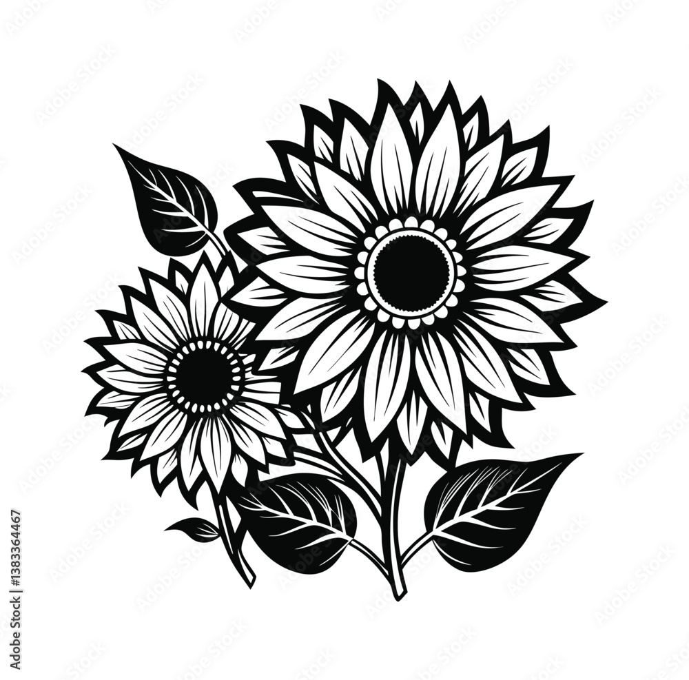 Sunflower Black And White Stock Vectors, Clipart and Illustrations 15.eps Sunflower Black And White Stock Vectors, Clipart and Illustrations 15.eps