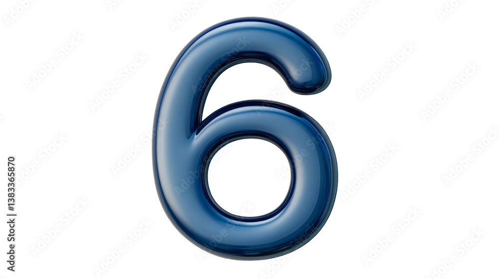 Blue number six with transparent background for design use Blue number six with transparent background for design use