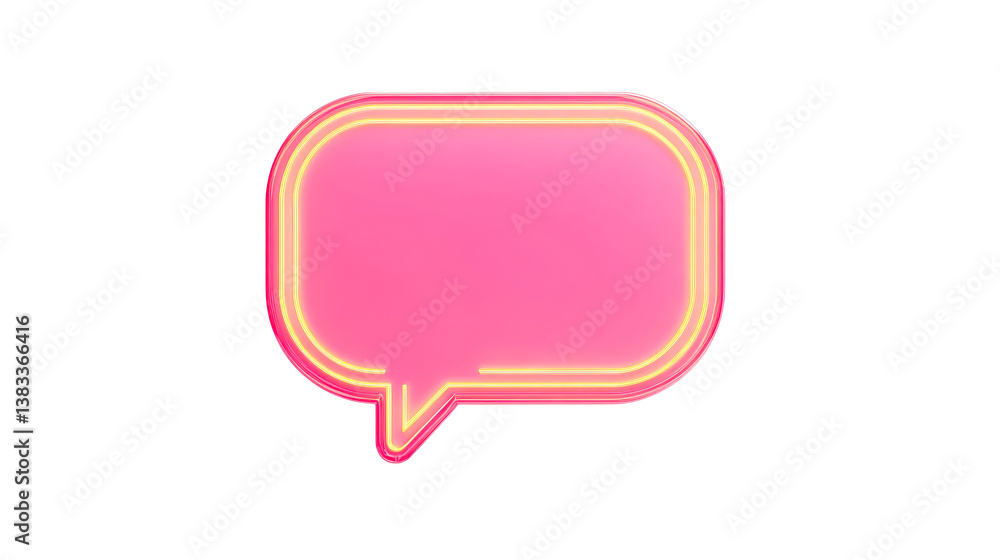 Bright neon speech bubble in pink with glowing outline Bright neon speech bubble in pink with glowing outline