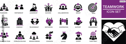  Teamwork icon set teamwork, .You can easily change the color.