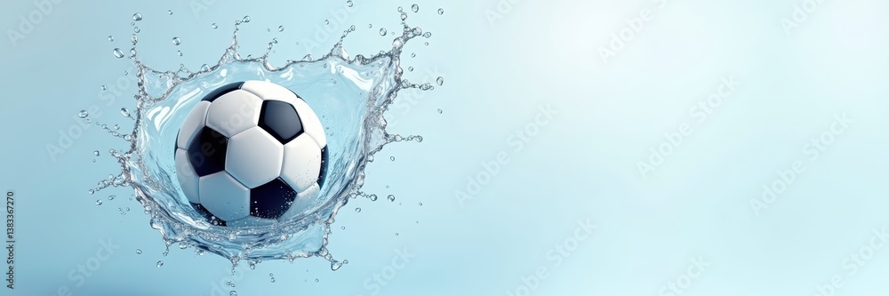Fototapeta premium Soccer Ball Bursting Through Water Backdrop