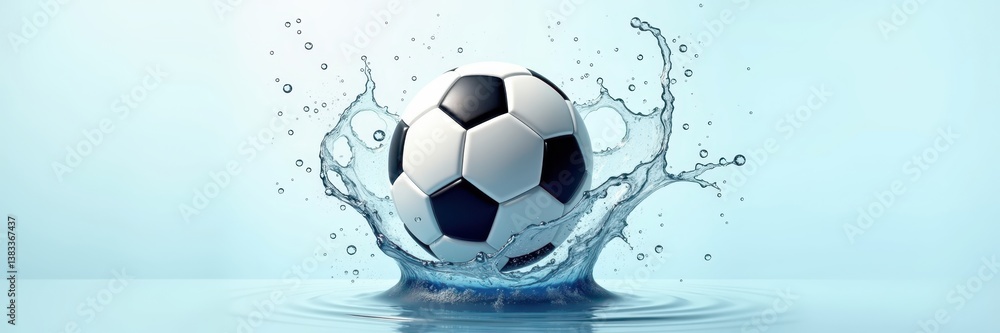Fototapeta premium Splashing Water Impact of a Soccer Ball
