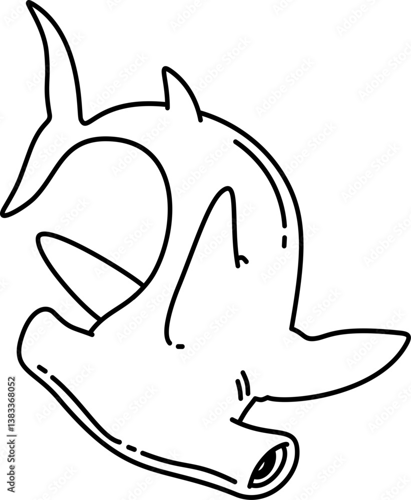 Obraz premium Hand drawn hammerhead shark cartoon doodle 