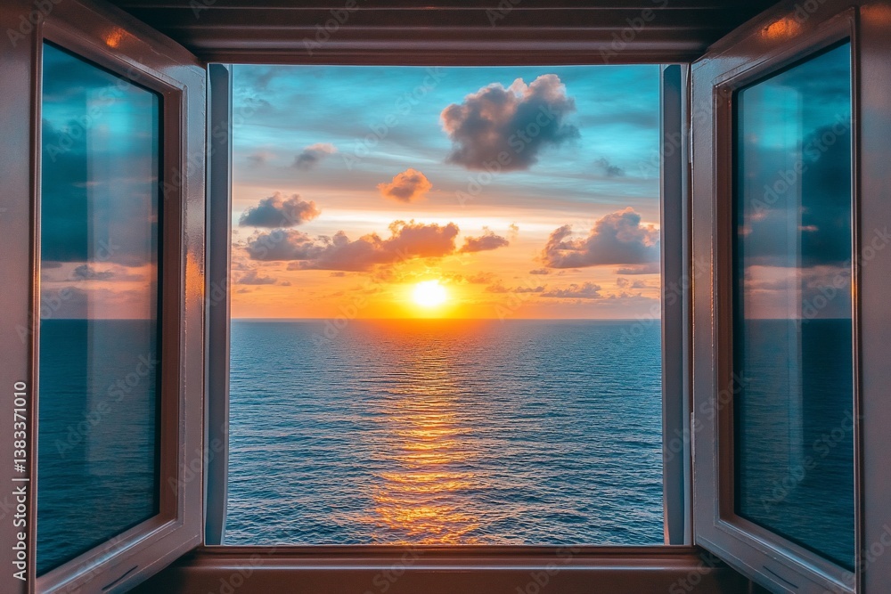 Fototapeta premium Sunset seen through a window