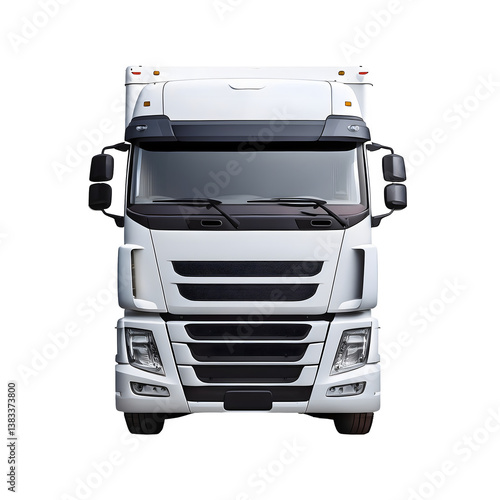 White delivery truck on transparent background, front view