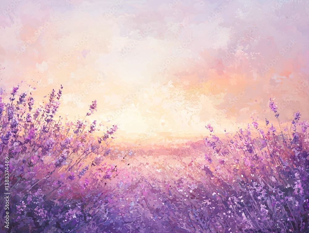 Naklejka premium Lavender Sunset Field