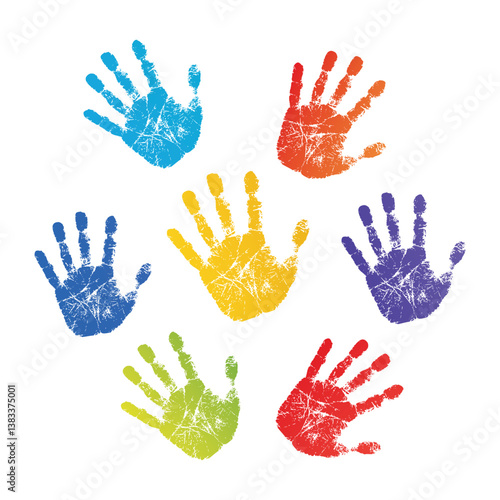 paint hands prints vector design