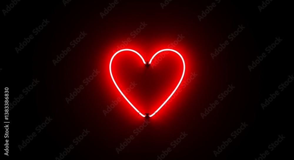 Glowing Red Neon Heart Sign, Dark Background AI Generated Glowing Red Neon Heart Sign, Dark Background AI Generated
