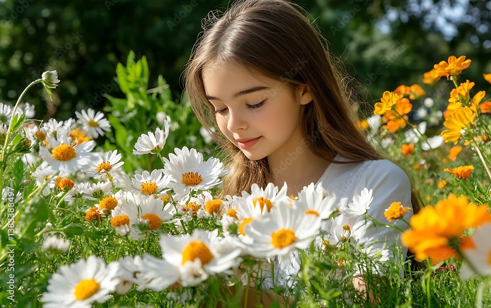 Girl in Flower Field Girl in Flower Field