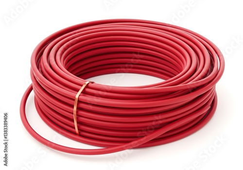 A red wire is wrapped in a red cord AI generated.