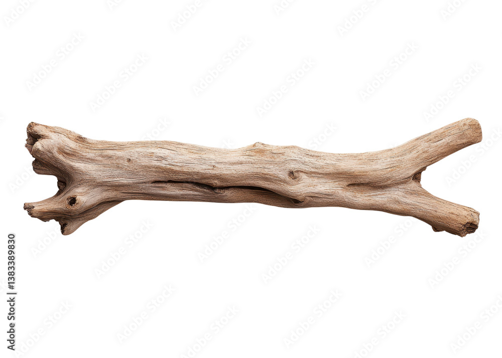 Dry driftwood branch isolated on transparent background. Natural wood texture, weathered and aged. Dry driftwood branch isolated on transparent background. Natural wood texture, weathered and aged.