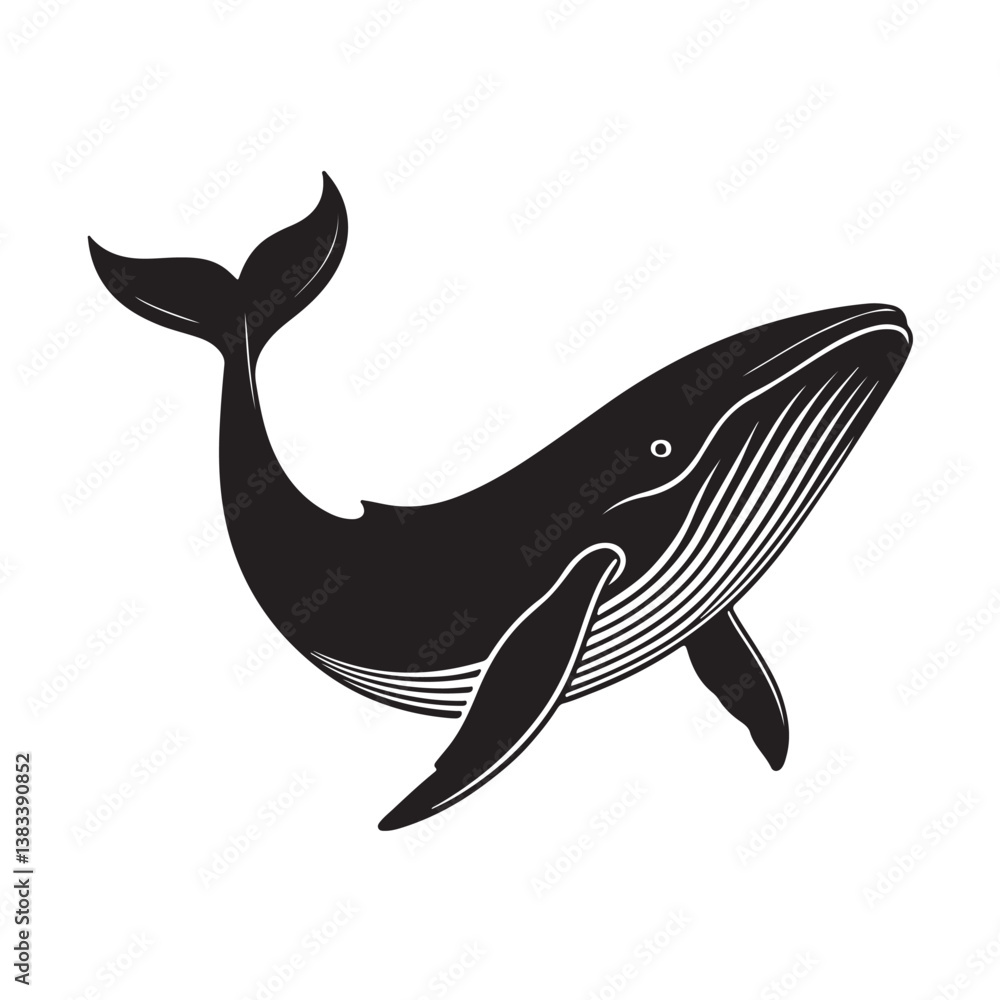Obraz premium A Blue Whale Vector Silhouette On White Background