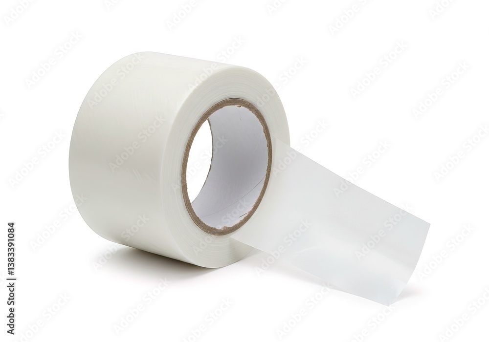 A white tape is rolled up on a white background Ai Generated A white tape is rolled up on a white background Ai Generated