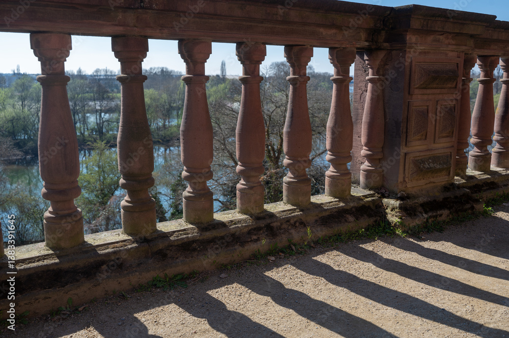 Fototapeta premium Old sandstone railing with columns