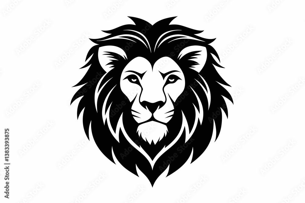 Fototapeta premium lion king face logo silhouette black vector