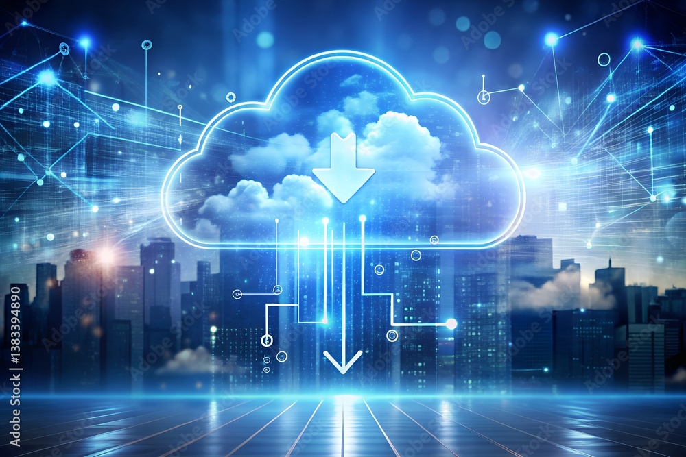 Cloud Computing and Data Storage Concept with Futuristic Digital Interface Cloud Computing and Data Storage Concept with Futuristic Digital Interface