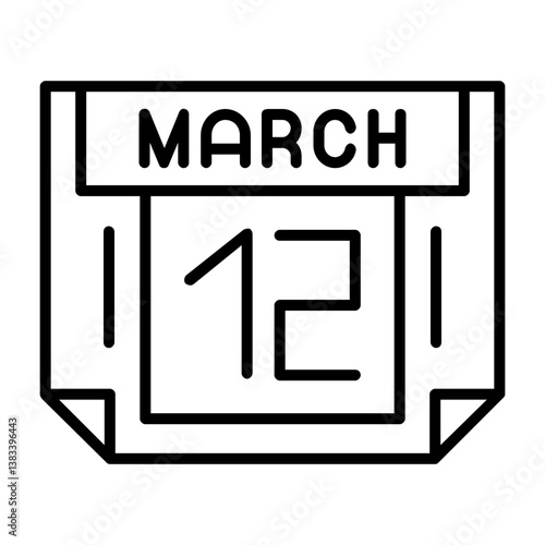 12 March Outline Style Icon