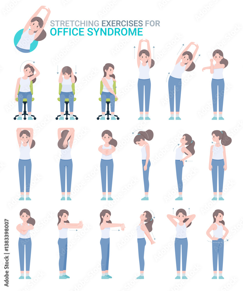 Exercises for woman to relieve office syndrome Exercises for woman to relieve office syndrome