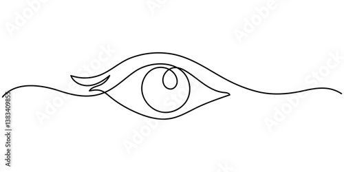 Eyes  continuous one line drawing outline vector icon, Eye continuous one line drawing. Hand drawn human eye with wave lines, Single continuous one line art female watch eye, Eye one art continuous.