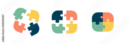 Color puzzle icon. Correct and logical thinking, teamwork and unity.