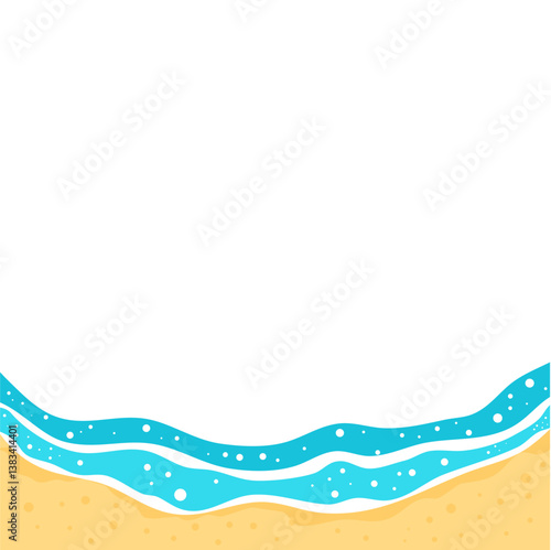 sea wave top view. Sea wave foam splashing border. Natural nautical frame design element. vector illustration.