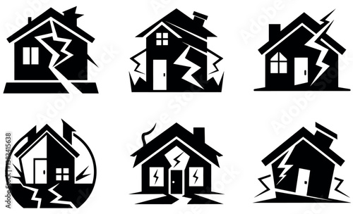 Earthquake-Damaged House Vector Illustration