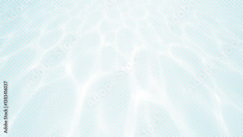Dotted halftone texture of sun glare on the sea bottom. One blue color vector overlay or backdrop.