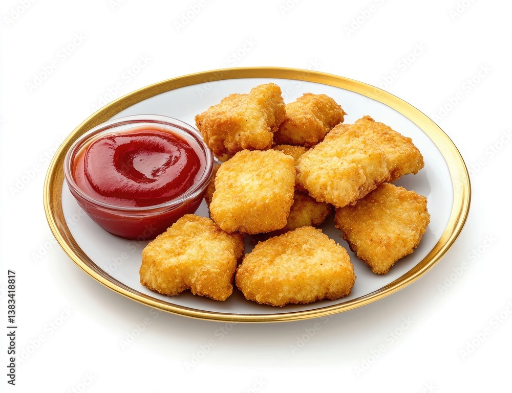 Crispy chicken nuggets served with ketchup Crispy chicken nuggets served with ketchup
