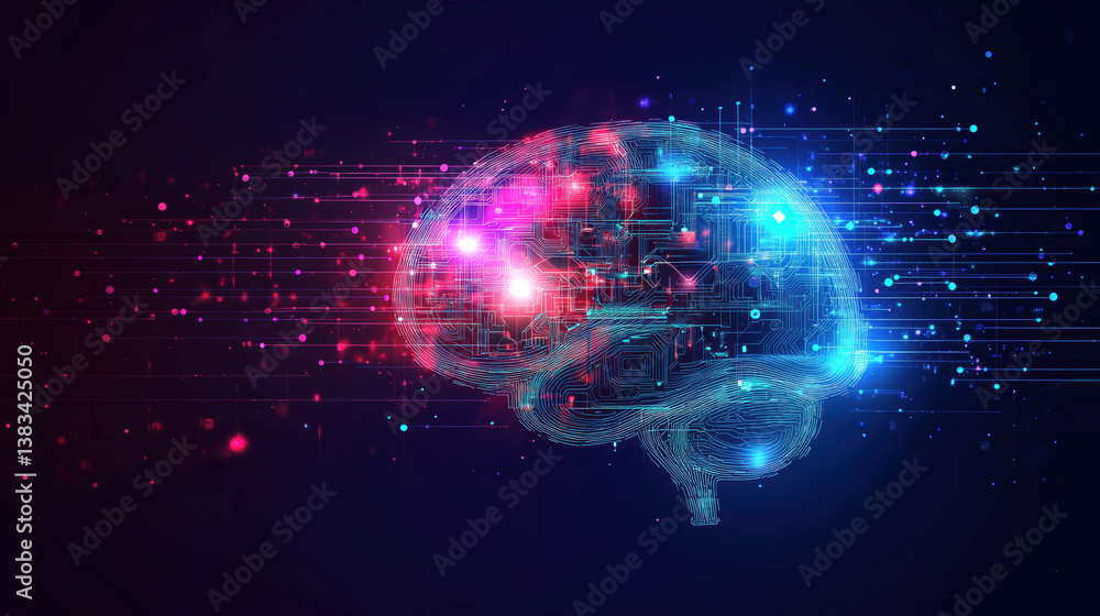 Fototapeta premium Quantum insights exploring schrodinger's brain concepts in digital art abstract