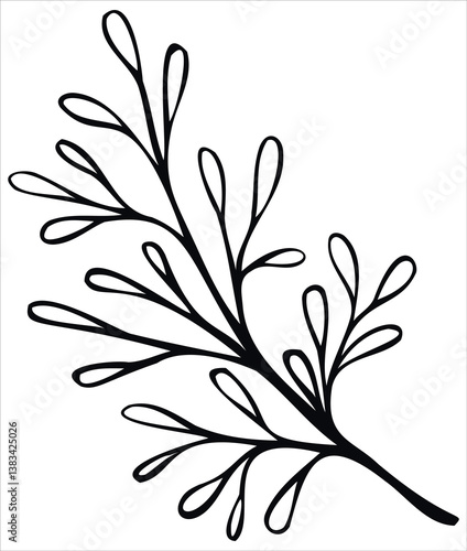 Wild Flower silhouette Vector Image Isolated On White Background